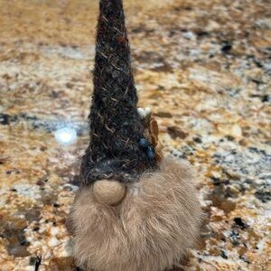 Handcrafted Brown Nordic Gnome with Faux Fur Beard